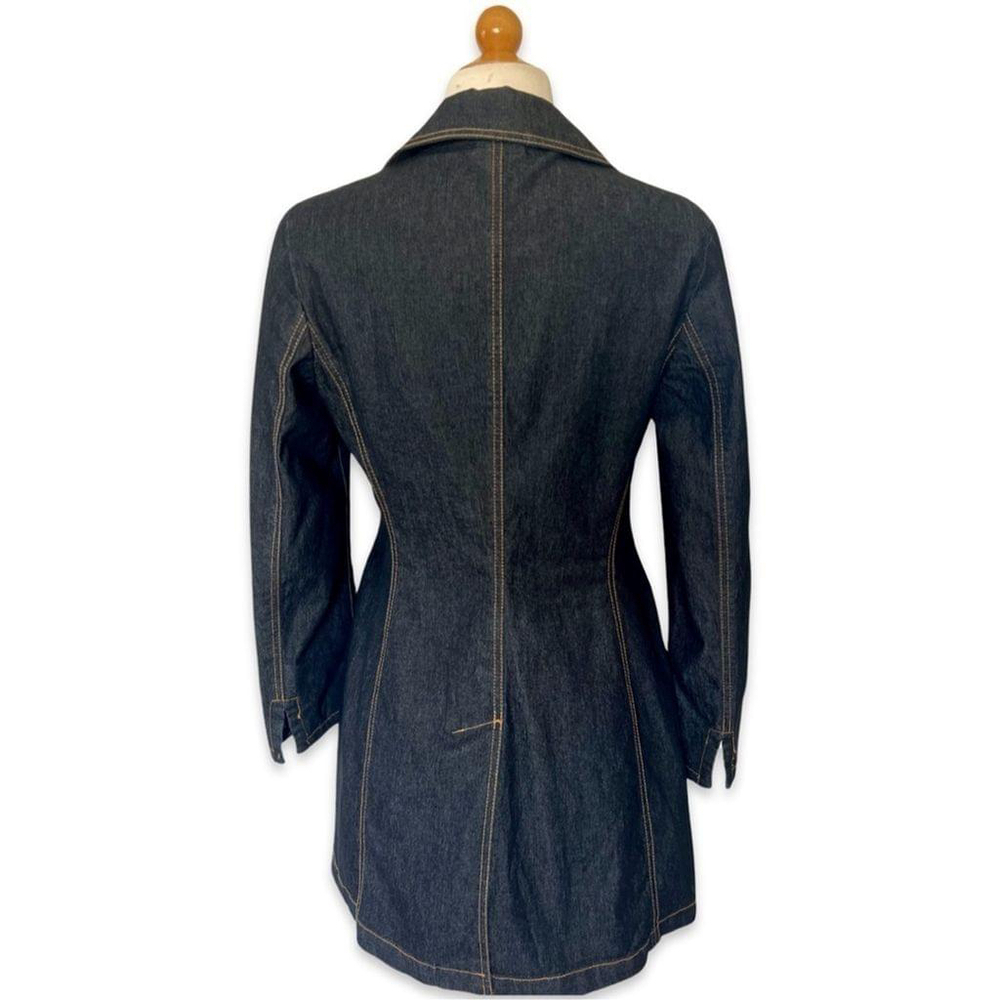Bisou Bisou Y2K Petite S Dark Wash Denim Blazer Longline Jacket - Picture 5 of 11